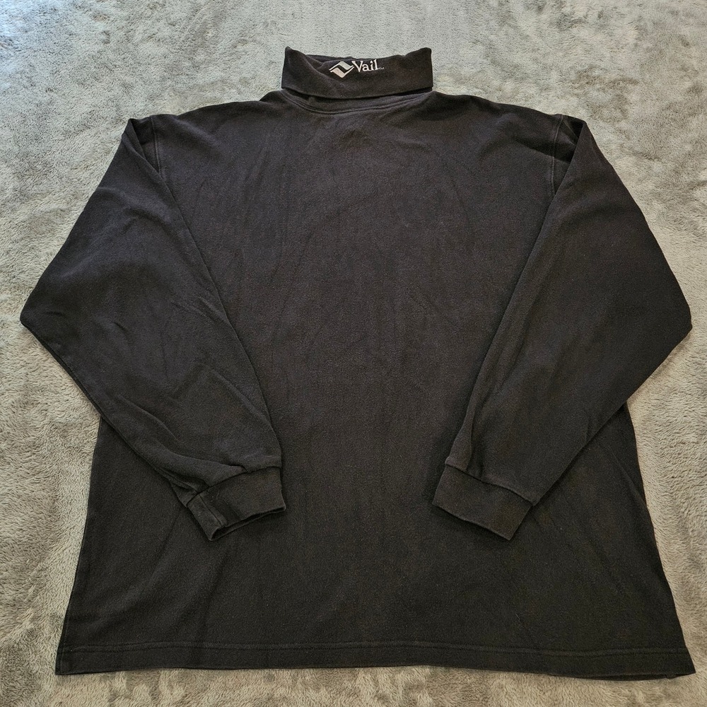 Vintage Vail Ski Resort Mens XL Turtleneck‎ Long Sleeve Cotton Embroidered Logo